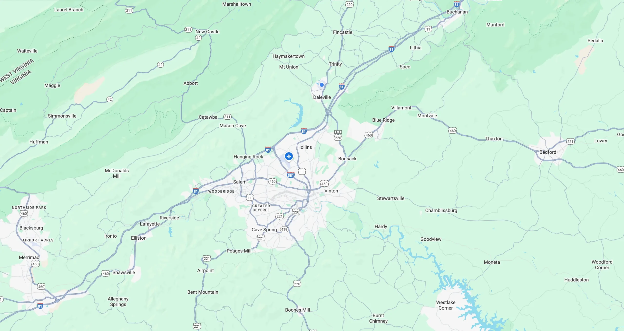 Map of Magnolia Fencing’s Roanoke Valley and Southwest Virginia service area